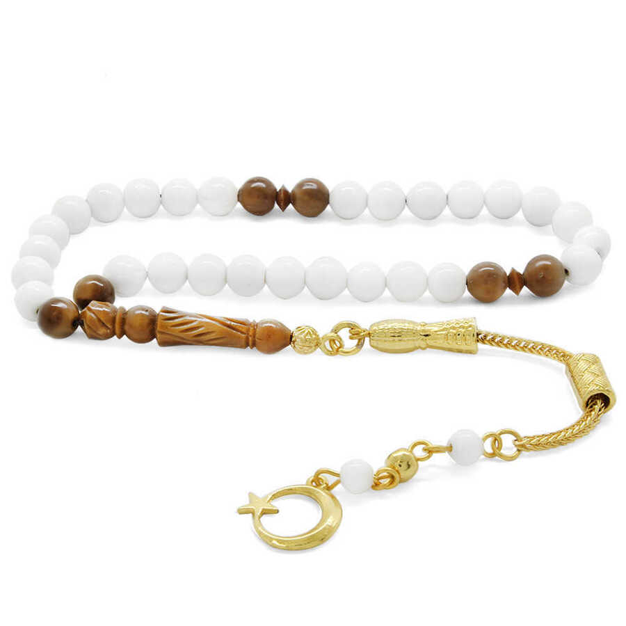 Sphere Cut Camel Bone Rosary With NonTarnish Metal Tassels Kuka
