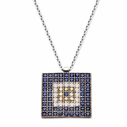 Square Pattern 925 Sterling Silver Necklace - Thumbnail