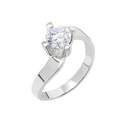 Starlight Diamond Monter Asymmetric 925 Sterling Silver Women's Solitaire Ring - 1