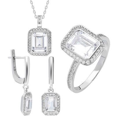 Starlight Diamond Monter Elegant Baguette 925 Sterling Silver Women's 3 Pcs Accessroy Set - 1