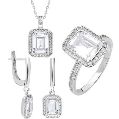 Starlight Diamond Monter Elegant Baguette 925 Sterling Silver Women's 3 Pcs Accessroy Set - 1