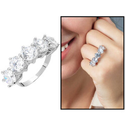 Starlight Diamond Pırlanta Montür 925 Ayar Gümüş Bayan Baget Yüzük - 2