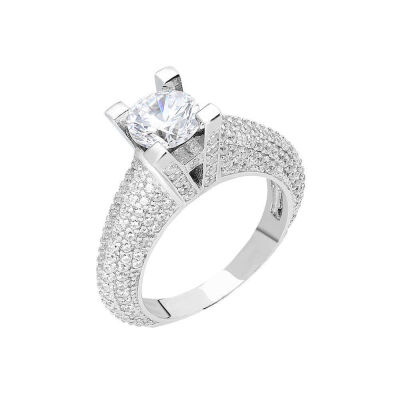 Starlight Diamond Pırlanta Montür Avangarde 925 Ayar Gümüş Bayan Tektaş Yüzük - 4
