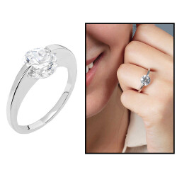 Starlight Diamond Pırlanta Montür Elmas Görünüm 925 Ayar Gümüş Bayan Tektaş Yüzük - 2