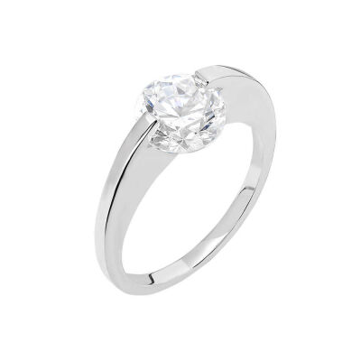 Starlight Diamond Pırlanta Montür Elmas Görünüm 925 Ayar Gümüş Bayan Tektaş Yüzük - 4