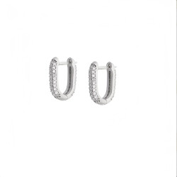 Starlight Diamond Zirkon Taşlı 'U' Tasarım 925 Ayar Gümüş Küpe - 1