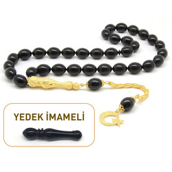 Sterling Silver Ayyildiz Tasseled Black Tailed Amber Tasbih With Imitation Replacement - Thumbnail