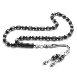 Sterling Silver With Tassels, Barley İnlay, Russian Oltu Rosary