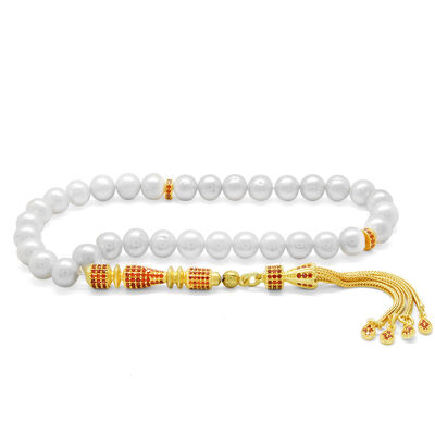 Sterling silver, zircon, decorated with Tasbih pearls (Model-2) - 1