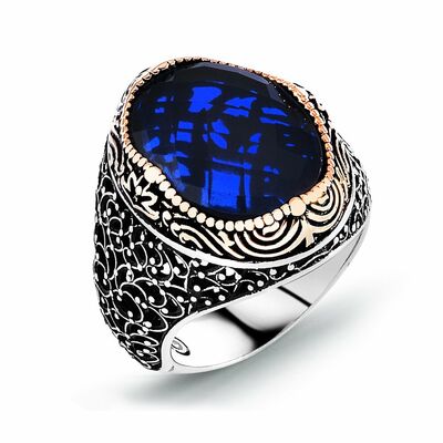 Stone Zirconia 925 Sterling Silver Mens Ring - 2