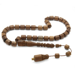 Systematic Ames Engraved Capsule Cut Iron Wood Rosary - Thumbnail