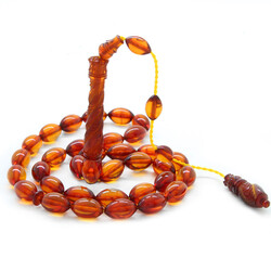 Systematic Processing Of Caliper Barley Kalemkar Imame Orange Fire Amber Tasbih For Collection - Thumbnail