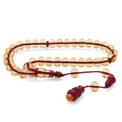Systematic Wheel Cut For Tightening White Handles Amber Tasbih - Thumbnail