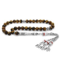 Tarnished Metal Double Headed Eagle With Globe Tassel Hooded Tasbih - 1