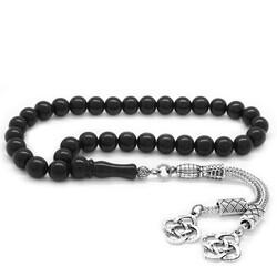 Tarnished Metal With Double Kazaz And Tassel, Cut İnto A Ball, Oltu Russian Rosary - Thumbnail