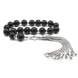 Tarnished Onyx Efe Natural Stone Tasbih Metallic Ball Brush - 1