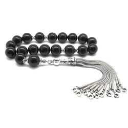Tarnished Onyx Efe Natural Stone Tasbih Metallic Ball Brush - 3