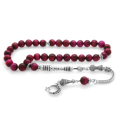 Tarnishing With Ball-Shaped Metal Brush With Fuchsia-Cut Ball Kaplangözü Natural Stone Tasbih - 1