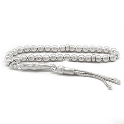 Tasbih İn 925 Sterling Silver With Three Tassels, Spherical Cut, Hand Made İn Pencil Style - 1