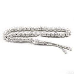 Tasbih İn 925 Sterling Silver With Three Tassels, Spherical Cut, Hand Made İn Pencil Style - 2