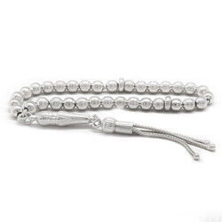 Tasbih İn 925 Sterling Silver With Three Tassels, Spherical Cut, Hand Made İn Pencil Style - 3