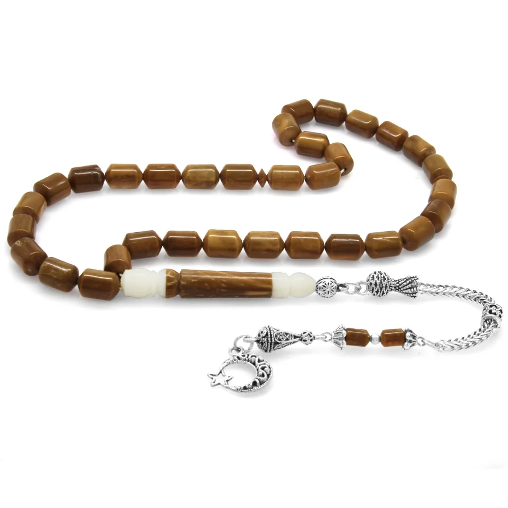 Tasbih Metal Tasseled biege Combined Capsule Cut Kuka Rosary - 1