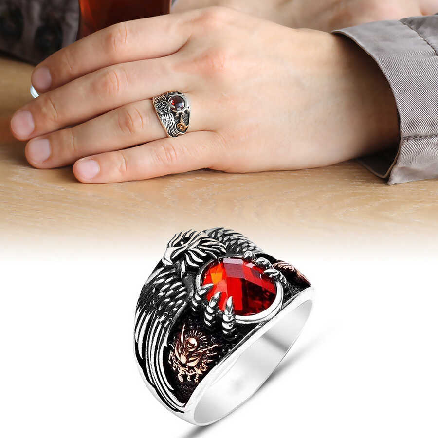 The Last Emperor's Ring İn 925 Sterling Silver With Red Zirconia