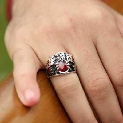 The Last Emperor's Ring İn 925 Sterling Silver With Red Zirconia