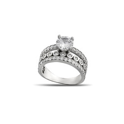 Three Row Ladies 925 Sterling Silver Solitaire Ring With Elegant Design And Zirconia - 5