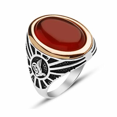Tughra 925 Sterling Silver Agate Ring