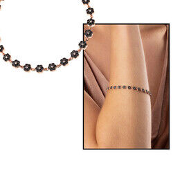 Womens 925 Sterling Silver Black Zirconia Bracelet - 5