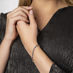 Womens 925 Sterling Silver Blue Zirconia Bracelet - 3