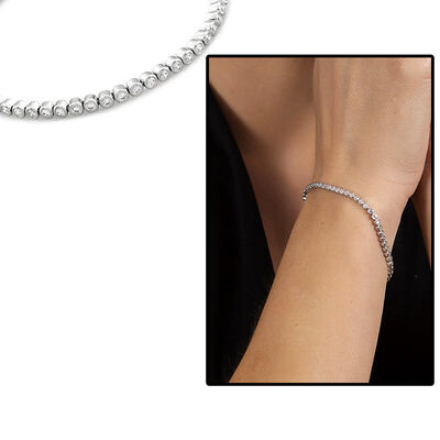 Women's 925 Sterling Silver Bracelet With Stylish Zircon Design - 1