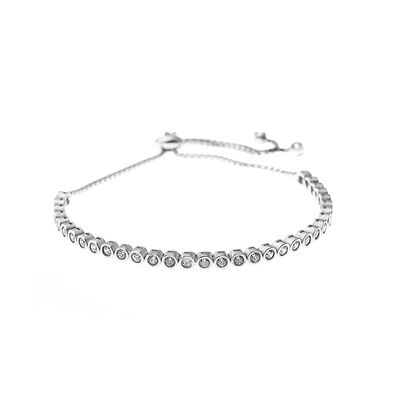 Women's 925 Sterling Silver Bracelet With White Zirconia Engraving - 5
