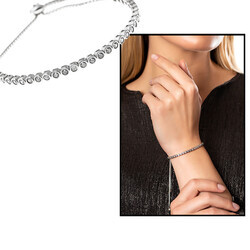 Women's 925 Sterling Silver Bracelet With White Zirconia Engraving - 6
