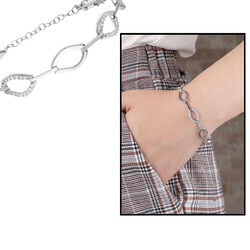 Women's 925 Sterling Silver Bracelet With Zircon Stone, 6 Parts, Model Marina - 4
