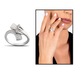 Women's 925 Sterling Silver Pearl Stone Ring, Designer Zircon Ring - 1