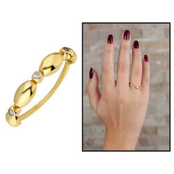 Women's 925 Sterling Silver Ring Gold Design Zircon Barley Design - 4