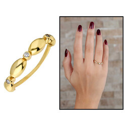 Women's 925 Sterling Silver Ring Gold Design Zircon Barley Design - 5