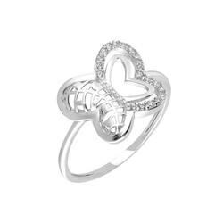 Women's 925 Sterling Silver Ring With Butterfly Zirconia Stone - 2