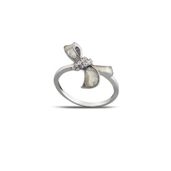 Women's 925 Sterling Silver Ring With Pearl Ribbon - 5