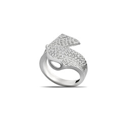 Women's 925 Sterling Silver Ring With Zircon Stone Leaf With Detailed 