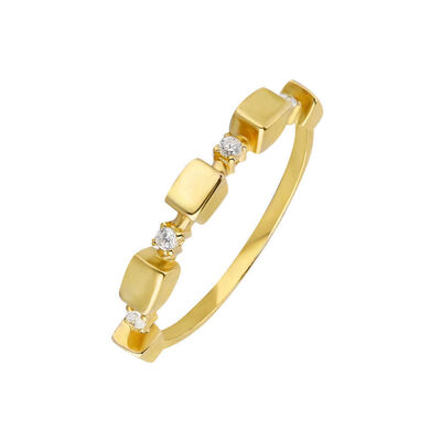 Women's 925 Sterling Silver Ring With Zirconia And Gold Color Cubic Design - 2