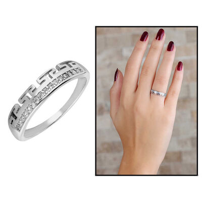 Women's 925 Sterling Silver Ring With Zirconia And T Design - 1