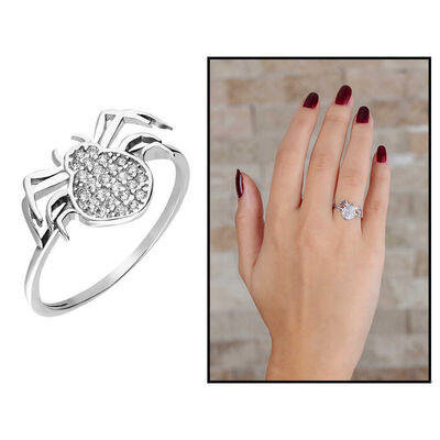 Women's 925 Sterling Silver Ring With Zirconia Stone - 1