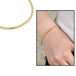Womens 925 Sterling Silver Snake Chain Bracelet Gold Color - 1