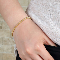 Womens 925 Sterling Silver Snake Chain Bracelet Gold Color - 2