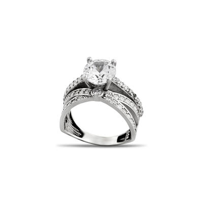 Women's 925 Sterling Silver Solitaire Ring With Cat's Eye Zircon Stone
