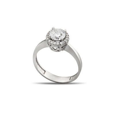 Women's 925 Sterling Silver Solitaire Ring With Starlight Diamonds Heart Shaped