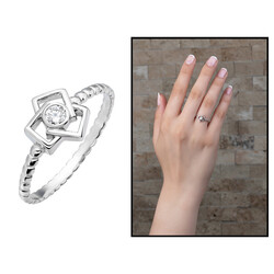 Women's 925 Sterling Silver Wedding Ring Pod Design - 1